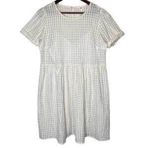 Object Silk Blend Vita Gingham Dress White “Wool White” size 42 / XL